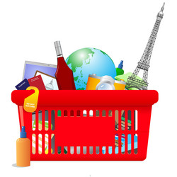 vacation shopping cart vector