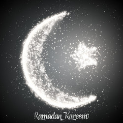 Crescent moon and star constructed vector