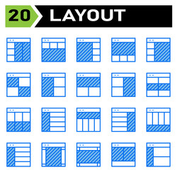 Layout icon set include grid dashboard vector