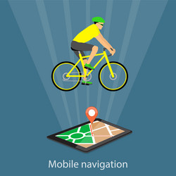 Mobile navigation on tablet with map pointer vector