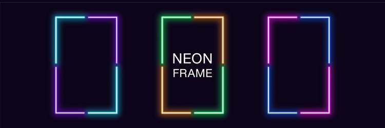 neon rectangle frame set rectangular vector image