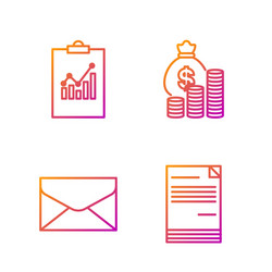 set line document envelope clipboard with graph vector image