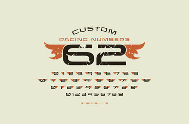set of initial numbers in racing style vector image