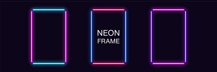 neon rectangle frame set rectangular vector image