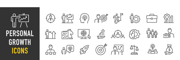 personal growth web icons in line style vector image