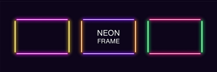 neon rectangle frame set rectangular vector image