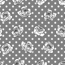 seamless pattern background with grayscale roses vector image