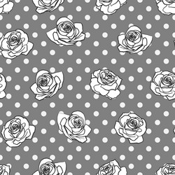 Seamless pattern background with grayscale roses vector