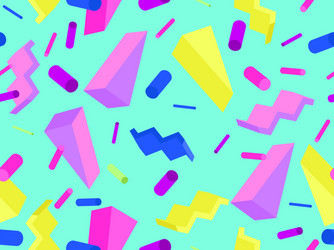 80s style 3d geometric shapes with shadow memphis vector