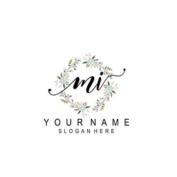 elegant floral initial logo designs with mi Vector Image