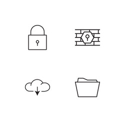 Cyber security linear icons set simple outline vector
