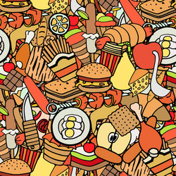 Food and sweets seamless pattern vector