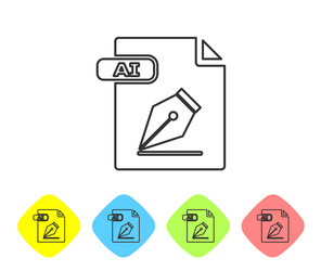 grey line ai file document download button vector image