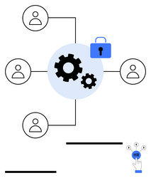 team networking with data security highlighted vector image