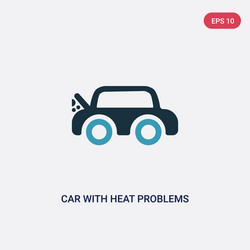 Two color car with heat problems icon from vector