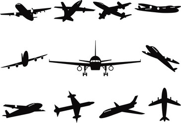 Aircraft silhouettes airplane Royalty Free Vector Image