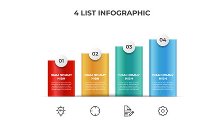 ascending block list with 4 points infographic vector image