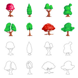 isolated object of tree and nature icon set vector image