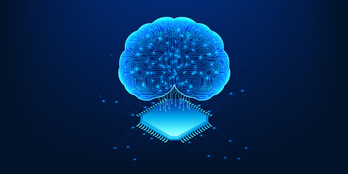 microchip with an ai brain represents agentic vector image
