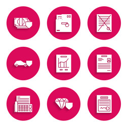 set document with graph chart diamond shield vector image