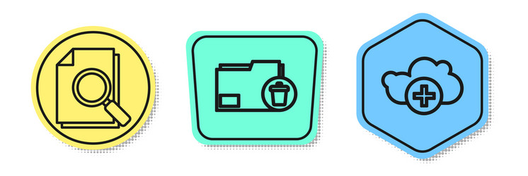 set line document with search delete folder vector image