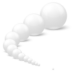 White balls different size set in a row vector