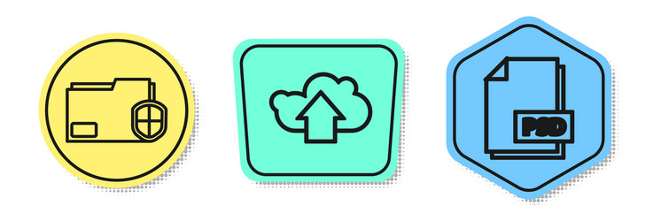 set line document folder protection cloud upload vector image