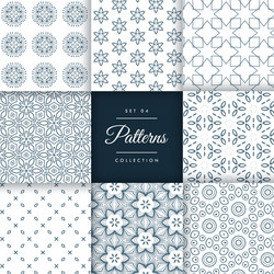 set of floral style patterns in different vector image