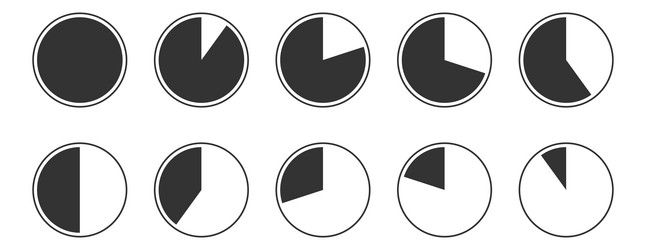 Set pie chart icons circle diagram collection Vector Image