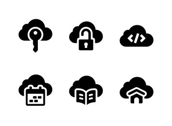 Simple set of cloud computing solid icons vector