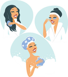 Women taking a relaxing bath vector