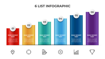 Ascending Block List - 6 Point Infographic vector image