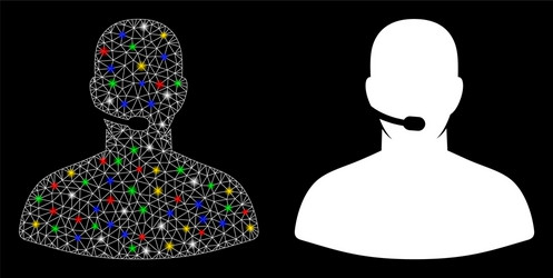 flare mesh 2d call center operator icon with vector image