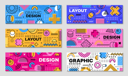 geometric memphis banners with abstract shapes Vector Image