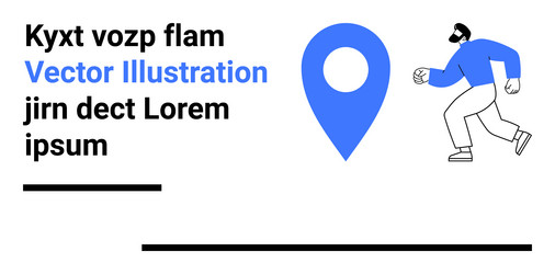 person running next to large map pin with text vector image