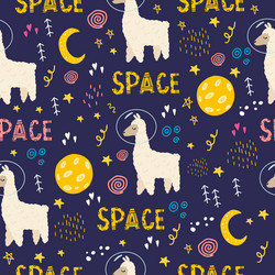 seamless pattern with a llama in space vector