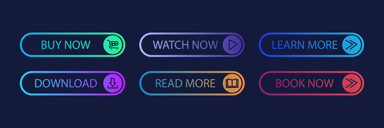 gradient buttons for app design web icon set vector image