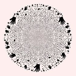 hand palm icon mosaic exploding round globula vector