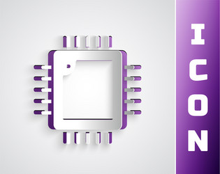 Paper cut computer processor with microcircuits vector