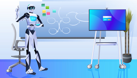 Robot making presentation robotic businessperson vector