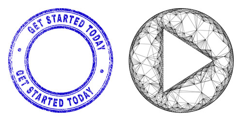 rubber get started today badge and network vector image