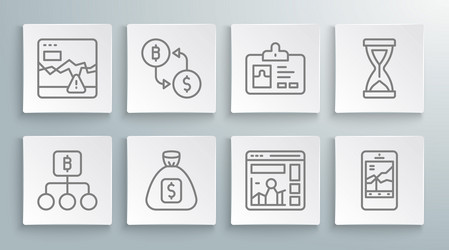 set line blockchain technology bitcoin vector image
