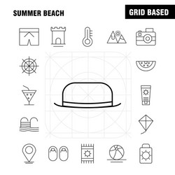 summer beach line icon for web print and mobile vector image