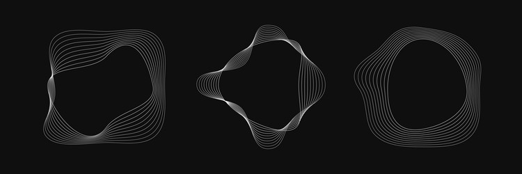 set of round curved frames with dynamic wavy vector image