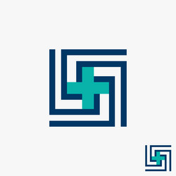 Unique cross or plus on square rectangular line vector
