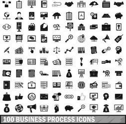 100 business process icons set simple style vector image