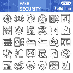 web security line icon set data protection vector image
