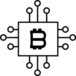 Bitcoin currency sign with circuits network vector