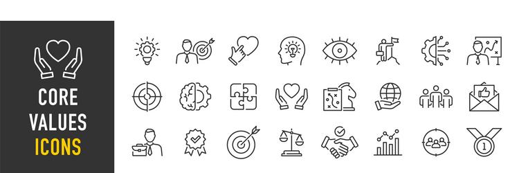core values web icon set in line style innovation vector image