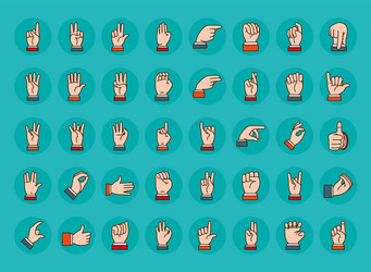 hands sign language icon set line and fill style vector image